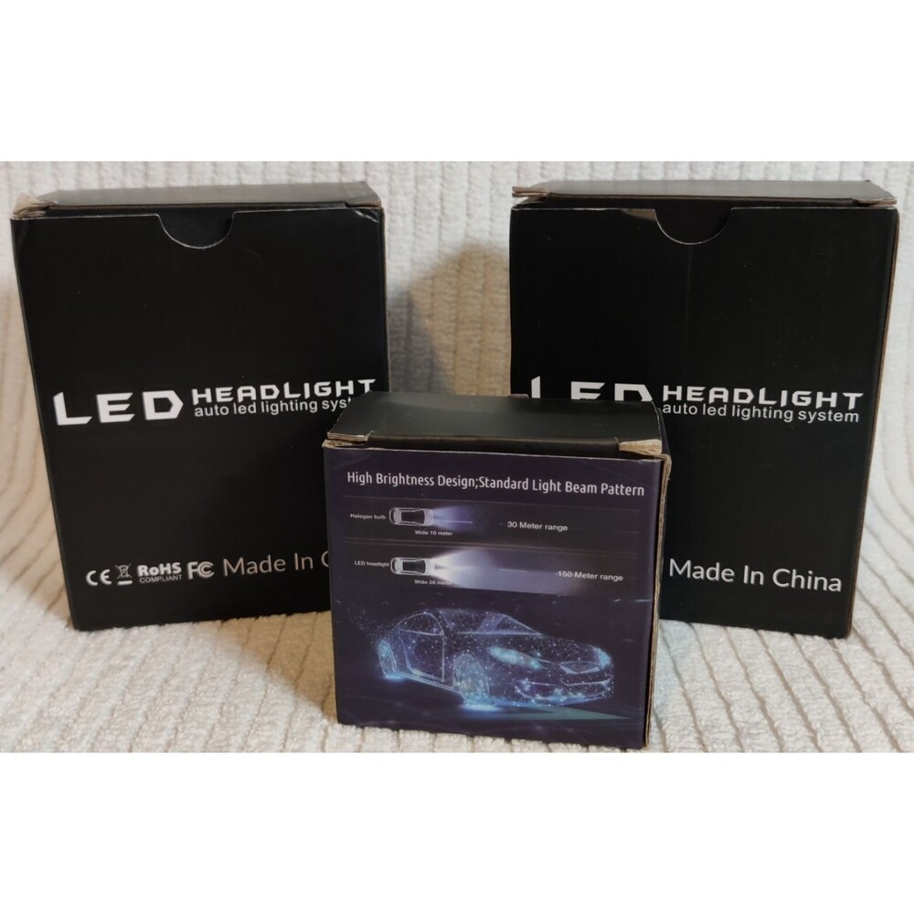 LED Headlight bulbs 9005/HB3, 9006/HB4, 9145/H10  New Set